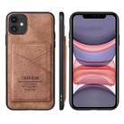 For iPhone 11 TAOKKIM Retro Matte PU Leather + PC + TPU Shockproof Back Cover Case with Holder & Card Slot (Brown) - 1