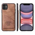 For iPhone 11 Pro Max TAOKKIM Retro Matte PU Leather + PC + TPU Shockproof Back Cover Case with Holder & Card Slot (Brown) - 1