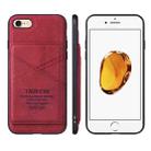 For iPhone SE 2022 / SE 2020 / 8 / 7 TAOKKIM Retro Matte PU Leather + PC + TPU Shockproof Back Cover Case with Holder & Card Slot(Red) - 1
