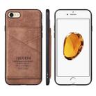 For iPhone SE 2022 / SE 2020 / 8 / 7 TAOKKIM Retro Matte PU Leather + PC + TPU Shockproof Back Cover Case with Holder & Card Slot(Brown) - 1