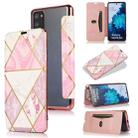 For Samsung Galaxy S20 FE Bronzing Plating PU + TPU Horizontal Flip Leather Case with Holder & Card Slot(Pink White) - 1