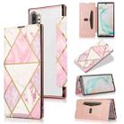 For Samsung Galaxy Note10+ Bronzing Plating PU + TPU Horizontal Flip Leather Case with Holder & Card Slot(Pink White) - 1