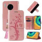 For Huawei Mate 30 Embossed Lucky Tree Horizontal Flip Leather Case with Holder & Card Slot & Wallet & Lanyard(Rose Gold) - 1