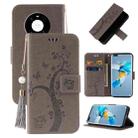 For Huawei Mate 40 Embossed Lucky Tree Horizontal Flip Leather Case with Holder & Card Slot & Wallet & Lanyard(Grey) - 1