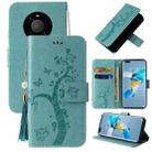For Huawei Mate 40 Pro Embossed Lucky Tree Horizontal Flip Leather Case with Holder & Card Slot & Wallet & Lanyard(Green) - 1