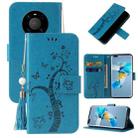 For Huawei Mate 40 Pro Embossed Lucky Tree Horizontal Flip Leather Case with Holder & Card Slot & Wallet & Lanyard(Blue) - 1