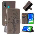 For Huawei P smart 2020 Embossed Lucky Tree Horizontal Flip Leather Case with Holder & Card Slot & Wallet & Lanyard(Grey) - 1