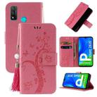 For Huawei P smart 2020 Embossed Lucky Tree Horizontal Flip Leather Case with Holder & Card Slot & Wallet & Lanyard(Pink) - 1