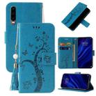 For Huawei P30 Embossed Lucky Tree Horizontal Flip Leather Case with Holder & Card Slot & Wallet & Lanyard(Blue) - 1