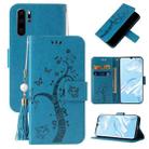 For Huawei P30 Pro Embossed Lucky Tree Horizontal Flip Leather Case with Holder & Card Slot & Wallet & Lanyard(Blue) - 1