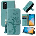 For Huawei P40 Embossed Lucky Tree Horizontal Flip Leather Case with Holder & Card Slot & Wallet & Lanyard(Green) - 1