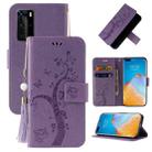 For Huawei P40 Pro Embossed Lucky Tree Horizontal Flip Leather Case with Holder & Card Slot & Wallet & Lanyard(Purple) - 1