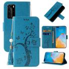 For Huawei P40 Pro Embossed Lucky Tree Horizontal Flip Leather Case with Holder & Card Slot & Wallet & Lanyard(Blue) - 1