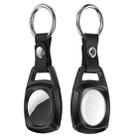 TPU Carbon Fiber Texture Shockproof Protective Cover Case with Keychain Ring For AirTag(Black) - 1