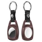 TPU Carbon Fiber Texture Shockproof Protective Cover Case with Keychain Ring For AirTag(Wine Red) - 1