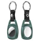 TPU Carbon Fiber Texture Shockproof Protective Cover Case with Keychain Ring For AirTag(Dark Green) - 1