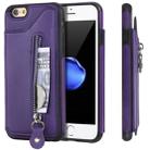 For iPhone 6 Solid Color Double Buckle Zipper Shockproof Protective Case(Purple) - 1