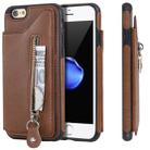 For iPhone 6 Solid Color Double Buckle Zipper Shockproof Protective Case(Brown) - 1