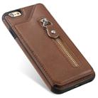 For iPhone 6 Solid Color Double Buckle Zipper Shockproof Protective Case(Brown) - 4