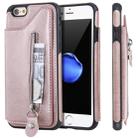 For iPhone 6 Solid Color Double Buckle Zipper Shockproof Protective Case(Rose Gold) - 1