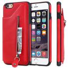 For iPhone 6 Plus Solid Color Double Buckle Zipper Shockproof Protective Case(Red) - 1
