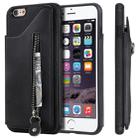 For iPhone 6 Plus Solid Color Double Buckle Zipper Shockproof Protective Case(Black) - 1