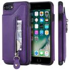 For iPhone SE 2022 / SE 2020 / 8 / 7 Solid Color Double Buckle Zipper Shockproof Protective Case(Purple) - 1