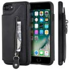 For iPhone SE 2022 / SE 2020 / 8 / 7 Solid Color Double Buckle Zipper Shockproof Protective Case(Black) - 1