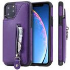 For iPhone 11 Pro Solid Color Double Buckle Zipper Shockproof Protective Case(Purple) - 1