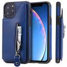 For iPhone 11 Pro Solid Color Double Buckle Zipper Shockproof Protective Case(Blue) - 1