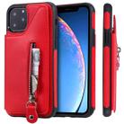 For iPhone 11 Pro Solid Color Double Buckle Zipper Shockproof Protective Case(Red) - 1