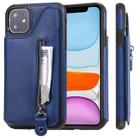 For iPhone 11 Solid Color Double Buckle Zipper Shockproof Protective Case(Blue) - 1