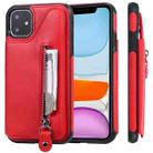 For iPhone 11 Solid Color Double Buckle Zipper Shockproof Protective Case(Red) - 1