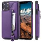 For iPhone 11 Pro Max Solid Color Double Buckle Zipper Shockproof Protective Case(Purple) - 1