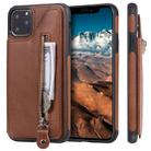 For iPhone 11 Pro Max Solid Color Double Buckle Zipper Shockproof Protective Case(Brown) - 1
