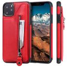 For iPhone 11 Pro Max Solid Color Double Buckle Zipper Shockproof Protective Case(Red) - 1