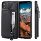 For iPhone 11 Pro Max Solid Color Double Buckle Zipper Shockproof Protective Case(Black) - 1