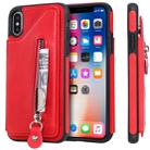 For iPhone X Solid Color Double Buckle Zipper Shockproof Protective Case(Red) - 1