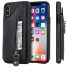 For iPhone X Solid Color Double Buckle Zipper Shockproof Protective Case(Black) - 1
