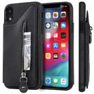 For iPhone XR Solid Color Double Buckle Zipper Shockproof Protective Case(Black) - 1