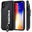 For iPhone XS Solid Color Double Buckle Zipper Shockproof Protective Case(Black) - 1