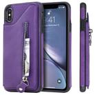 For iPhone XS Max Solid Color Double Buckle Zipper Shockproof Protective Case(Purple) - 1