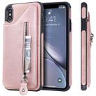 For iPhone XS Max Solid Color Double Buckle Zipper Shockproof Protective Case(Rose Gold) - 1