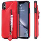For iPhone XS Max Solid Color Double Buckle Zipper Shockproof Protective Case(Red) - 1
