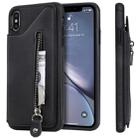 For iPhone XS Max Solid Color Double Buckle Zipper Shockproof Protective Case(Black) - 1