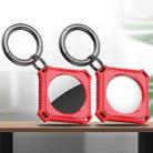 Four Square Carbon Fiber Case with Keychain Ring for AirTag(Red) - 1