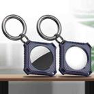Four Square Carbon Fiber Case with Keychain Ring for AirTag(Blue) - 1