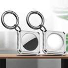 Four Square Carbon Fiber Case with Keychain Ring for AirTag(White) - 1