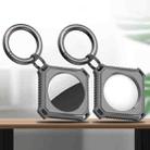 Four Square Carbon Fiber Case with Keychain Ring for AirTag(Gray) - 1