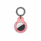 Round Shape Carbon Fiber Anti-fall Case with Keychain Ring for AirTag(Pink) - 1